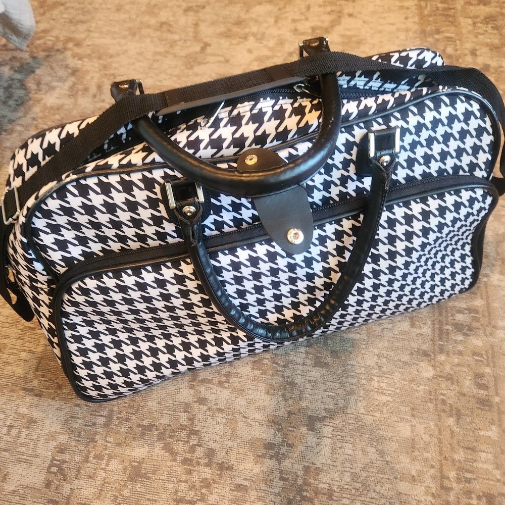 Houndstooth Print Carry-on Carry-all Weekend Getaway Travel Bag